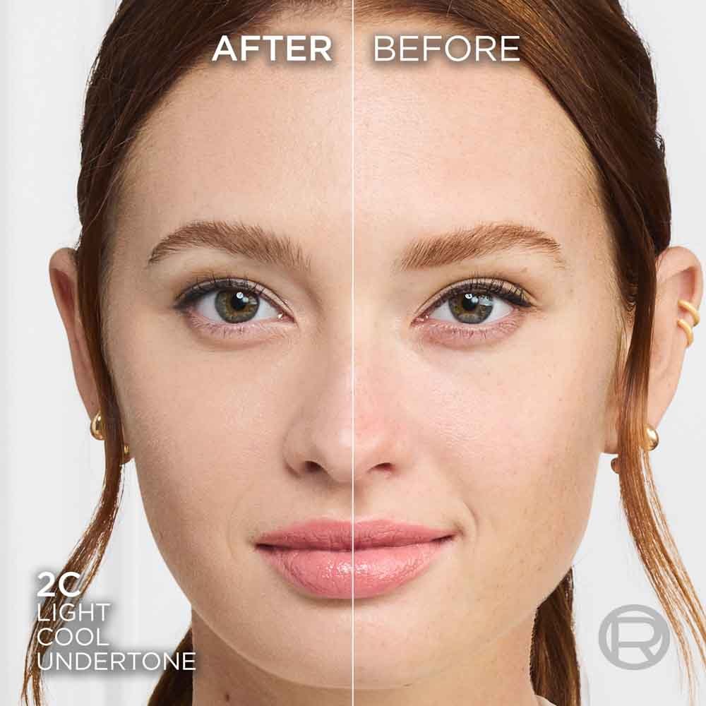 True Match liquid foundation 2C light cool undertone - Before After